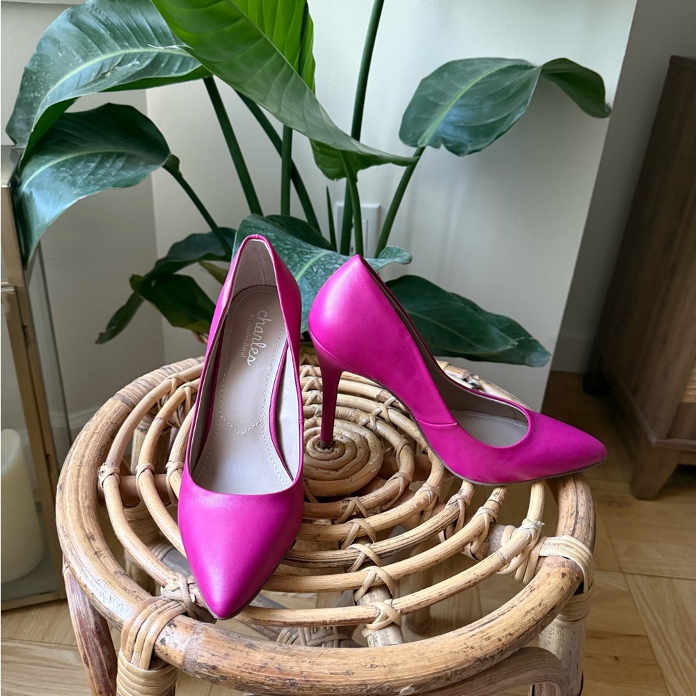 Charles By Charles David Pink Satin Pointed-Toe Stiletto Heels